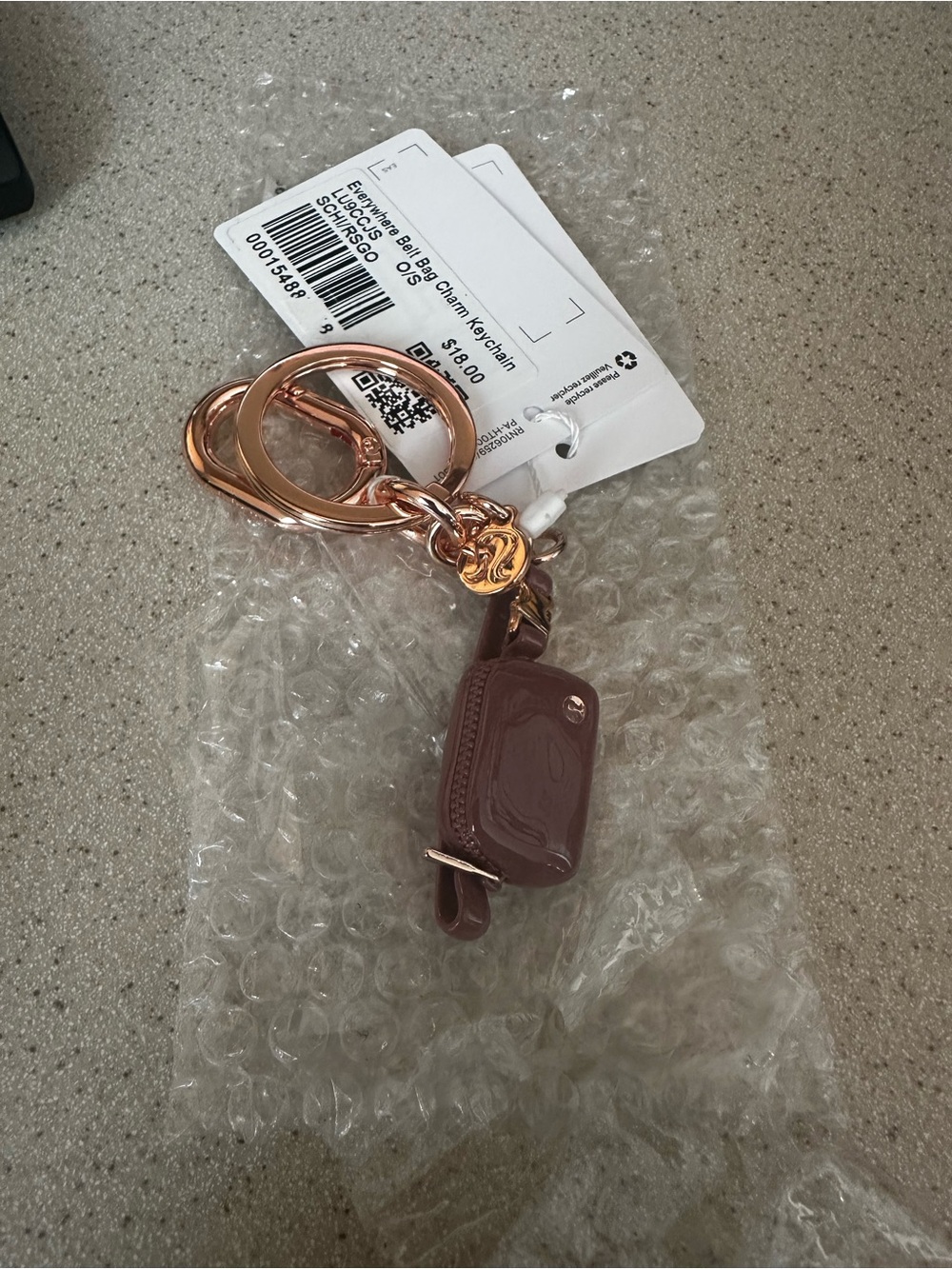 Lululemon Rose Gold & Mauve Mini Bag Keychain